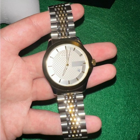 Gucci G-Timeless 38mm Stainless Steel Case Silver/Gold Stainless Unisex YA126409 - Picture 3 of 10